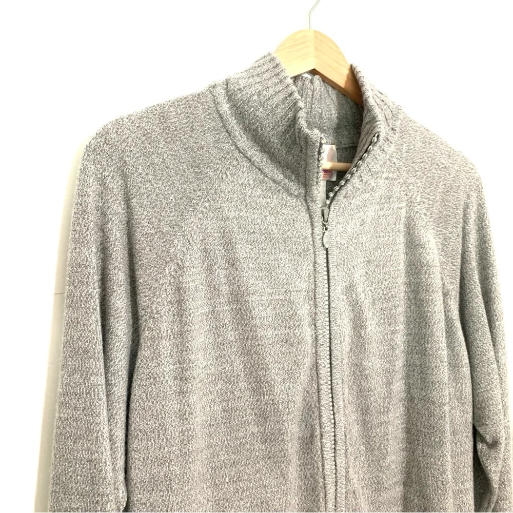 Quacker Factory Zip Up Jacket Sweater Women's Rhinestones Gray Size Large